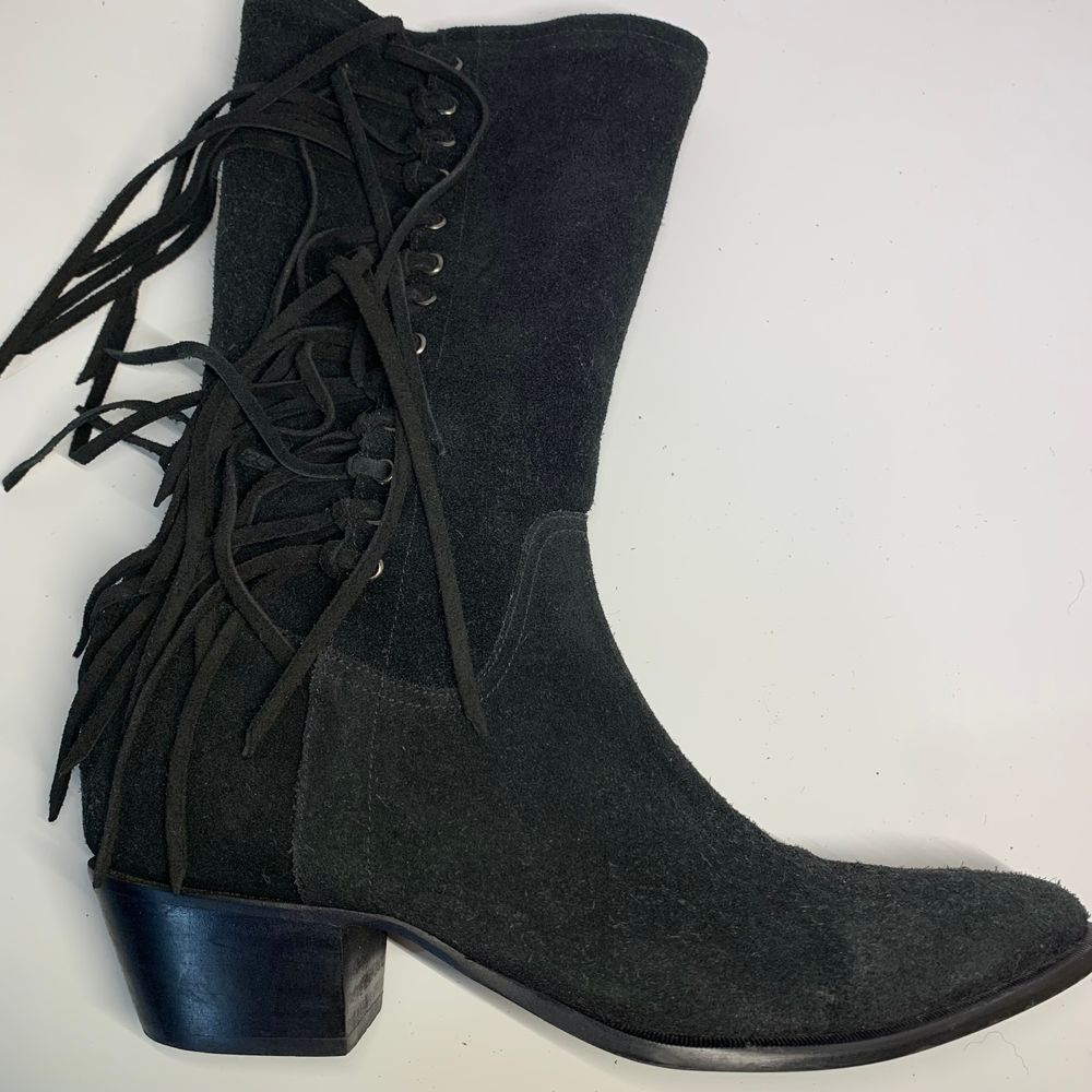Durango Western Black Suede Fringe Boots Size 7.5 - Picture 7 of 16